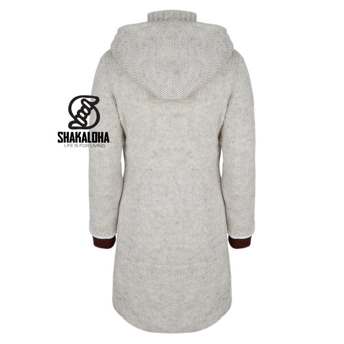 Shakaloha Shakaloha Knitted Woolen Jacket Whistler DLX with Fleece Lining and Detachable Hood - Woman - Handmade in Nepal from sheep's wool