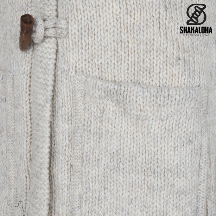 Shakaloha Shakaloha Knitted Woolen Jacket Whistler DLX with Fleece Lining and Detachable Hood - Woman - Handmade in Nepal from sheep's wool