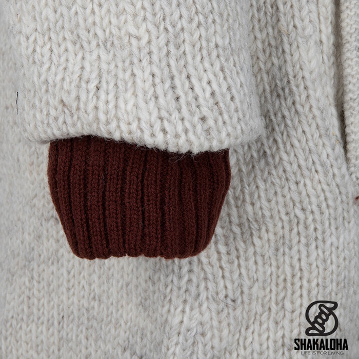 Shakaloha Chaleco de punto de lana Shakaloha Whistler DLX con forro polar y capucha desmontable - Mujer - Hecho a mano en Nepal con lana de oveja