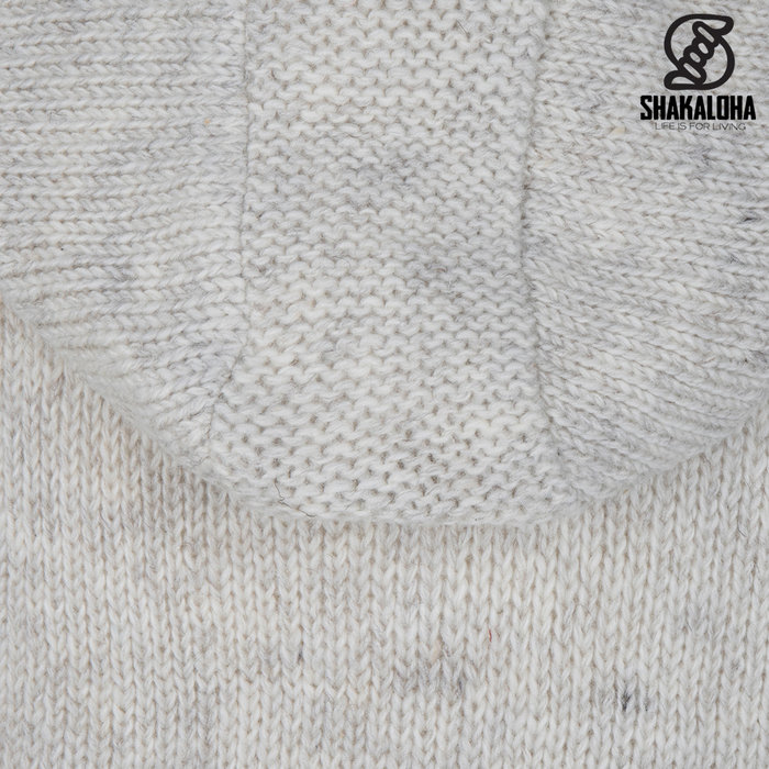 Shakaloha Shakaloha Veste en Laine Tricoté Whistler DLX Crème beige avec Doublure en polaire et Capuche détachable - Femmes - Fabriqué à la main au Népal en laine de mouton