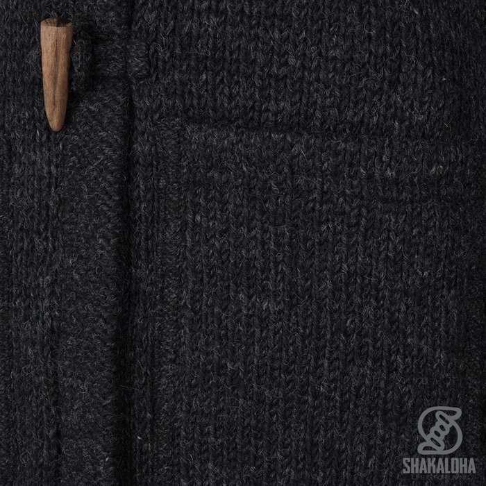 Shakaloha Shakaloha Knitted Woolen Jacket Whistler DLX with Fleece Lining and Detachable Hood - Woman - Handmade in Nepal from sheep's wool