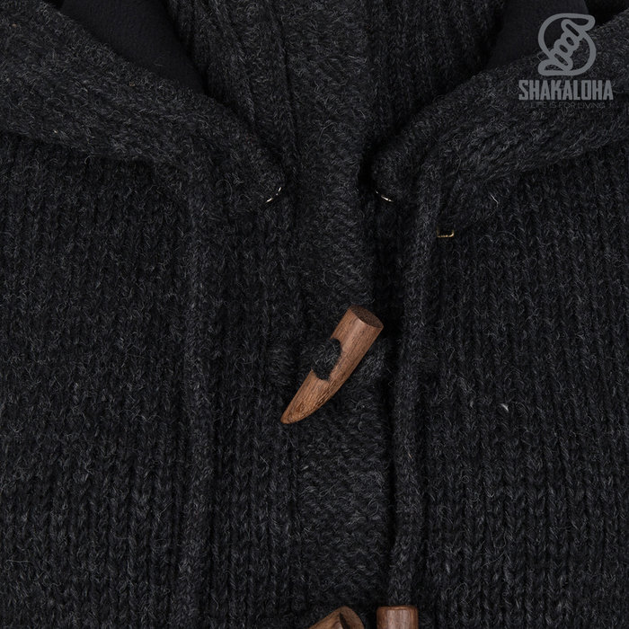 Shakaloha Shakaloha Knitted Woolen Jacket Whistler DLX with Fleece Lining and Detachable Hood - Woman - Handmade in Nepal from sheep's wool