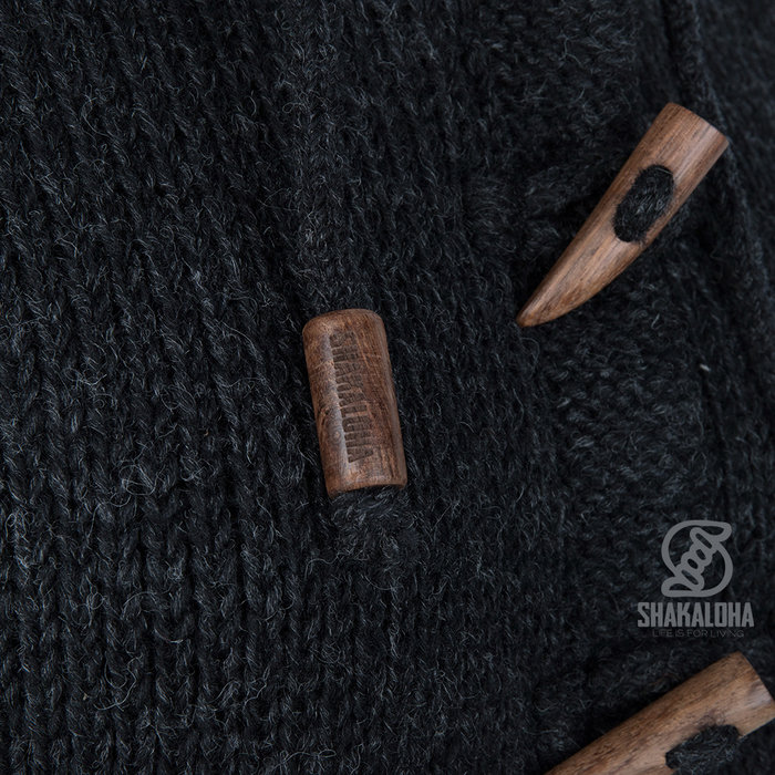Shakaloha Shakaloha Knitted Woolen Jacket Whistler DLX with Fleece Lining and Detachable Hood - Woman - Handmade in Nepal from sheep's wool