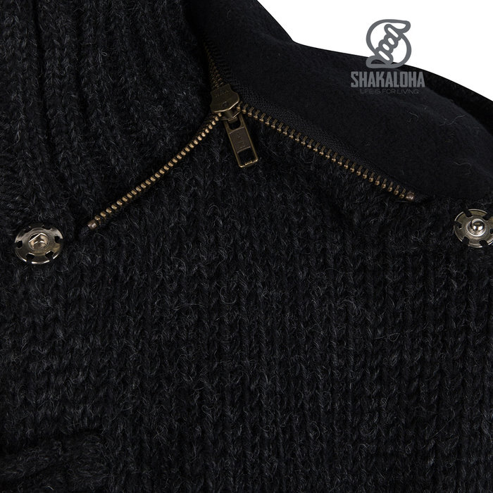 Shakaloha Shakaloha Knitted Woolen Jacket Whistler DLX with Fleece Lining and Detachable Hood - Woman - Handmade in Nepal from sheep's wool