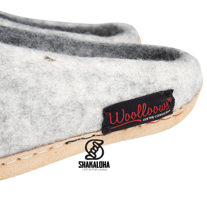 Woolloows Shuffle Beige Wollpantoffeln mit Wildledersohle