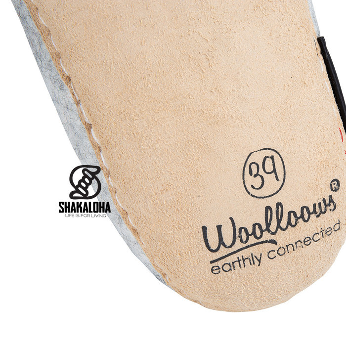 Woolloows Chaussons Shuffle en laine beige avec semelle en daim