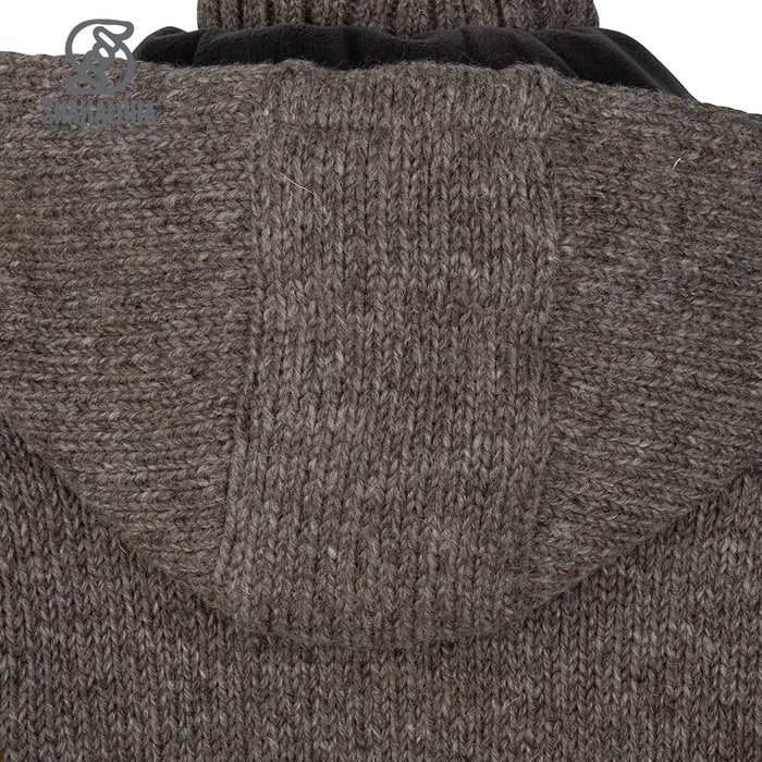 Shakaloha Shakaloha Veste en Laine Tricoté Gin Ziphood Taupe marron clair avec Doublure en polaire et Capuche détachable - Femmes - Fabriqué à la main au Népal en laine de mouton