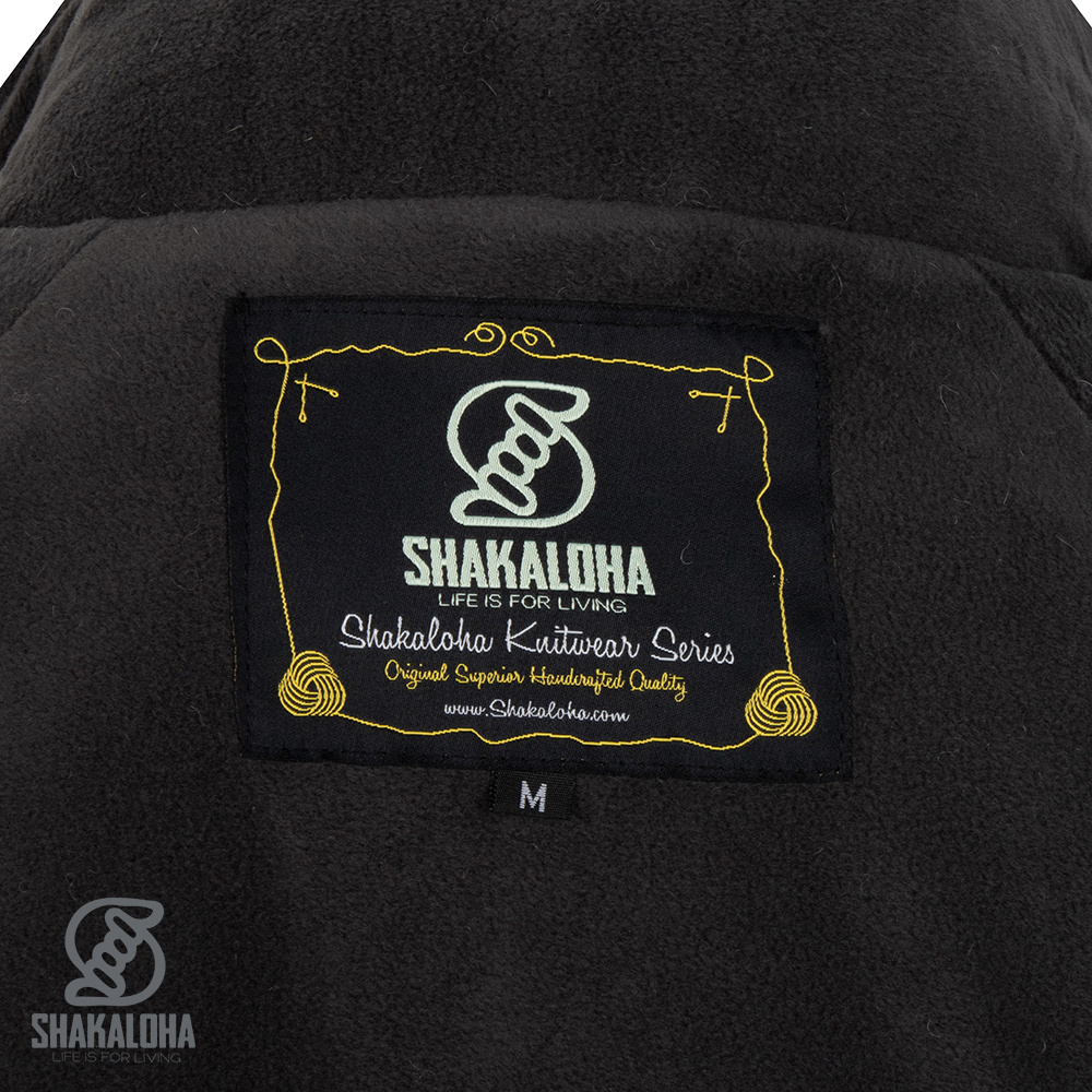 Shakaloha Shakaloha Veste en Laine Tricoté Gin Ziphood Taupe marron clair avec Doublure en polaire et Capuche détachable - Femmes - Fabriqué à la main au Népal en laine de mouton