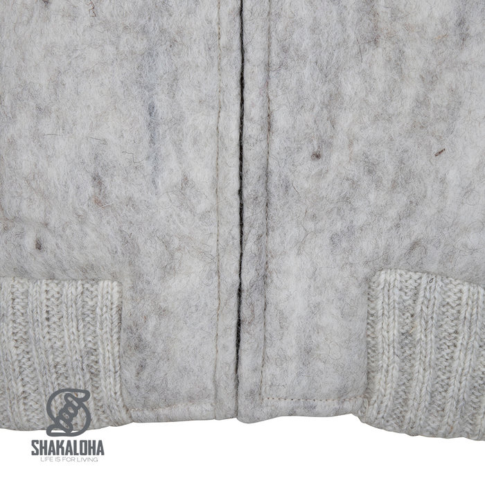 Shakaloha Chaleco de béisbol de lana de punto Shakaloha ZH con forro de algodón y capucha desmontable - Hombre/Unisex - Hecho a mano en Nepal con lana de oveja