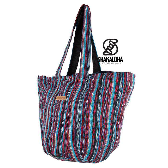 Shakaloha Gestreepte Grote Strandtas Heach Bag Blauw