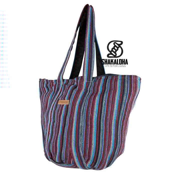 Shakaloha Gestreifte große Strandtasche Heach Bag Blau
