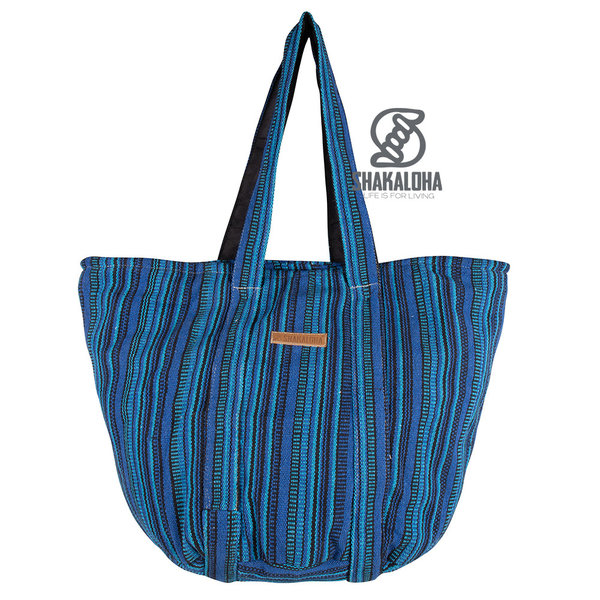 blue stripe beach bag