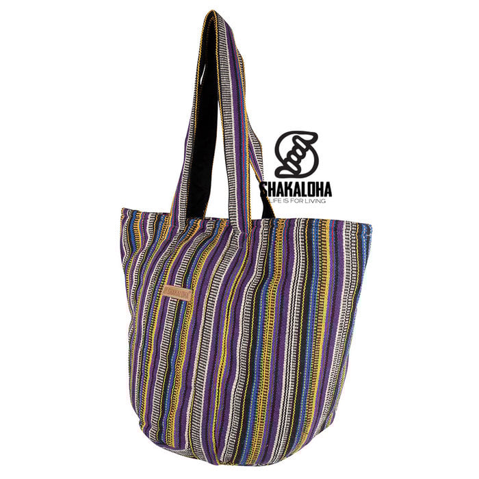 Shakaloha Strandtasche Heach Vertikale Streifen Paar Gelb Blau