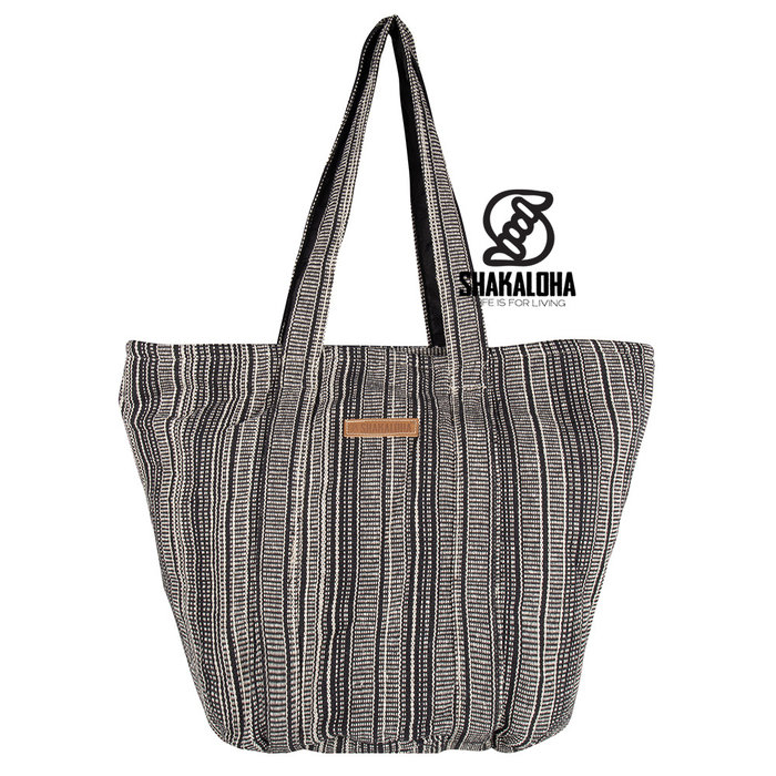 Shakaloha Bolsa de playa negra a rayas