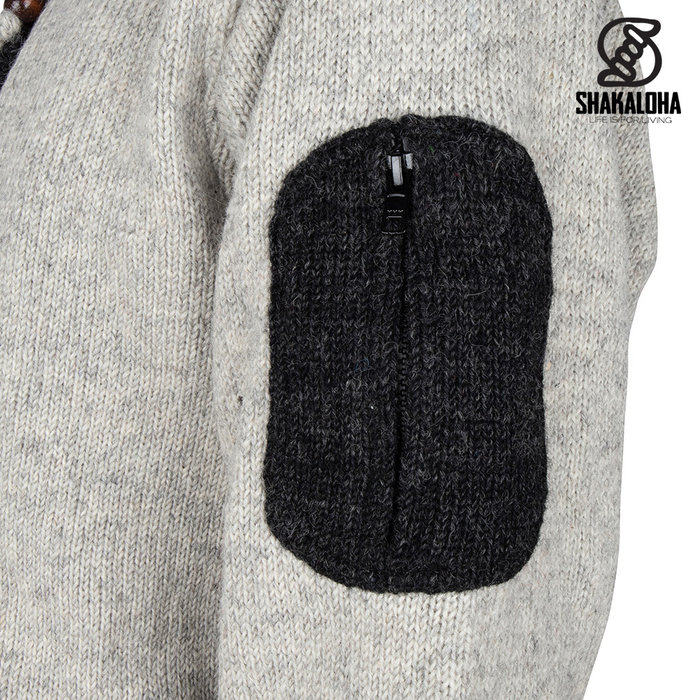 Shakaloha Shakaloha Knitted Wool Cardigan Luxor ZH with Fleece Lining and Detachable Hood - Man / Uni - Handmade in Nepal from Sheep Wool