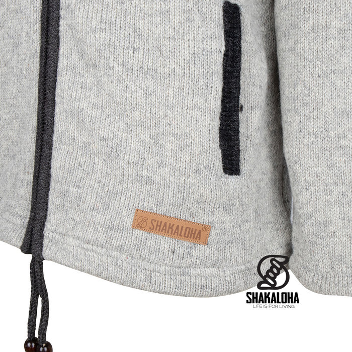 Shakaloha Shakaloha Knitted Wool Cardigan Luxor ZH with Fleece Lining and Detachable Hood - Man / Uni - Handmade in Nepal from Sheep Wool