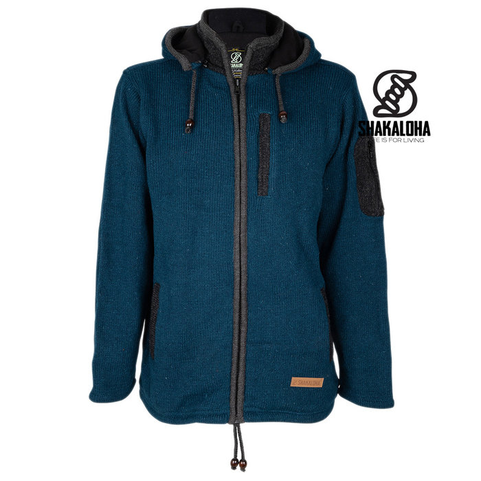 Shakaloha Shakaloha Gebreid Wollen Vest Luxor ZH  met Fleece Voering en Afneembare Capuchon - Man/Uni - Handgemaakt in Nepal van Schapenwol
