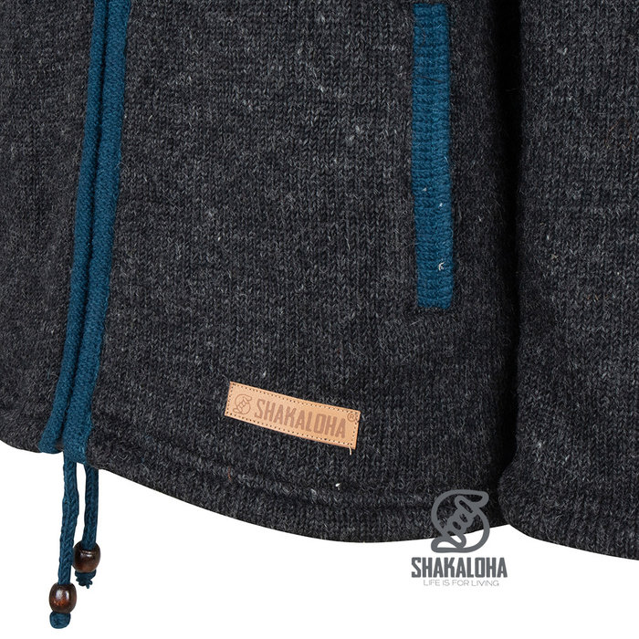 Shakaloha Chaleco de punto de lana Shakaloha Luxor ZH con forro polar y capucha desmontable - Hombre/Unisex - Hecho a mano en Nepal con lana de oveja