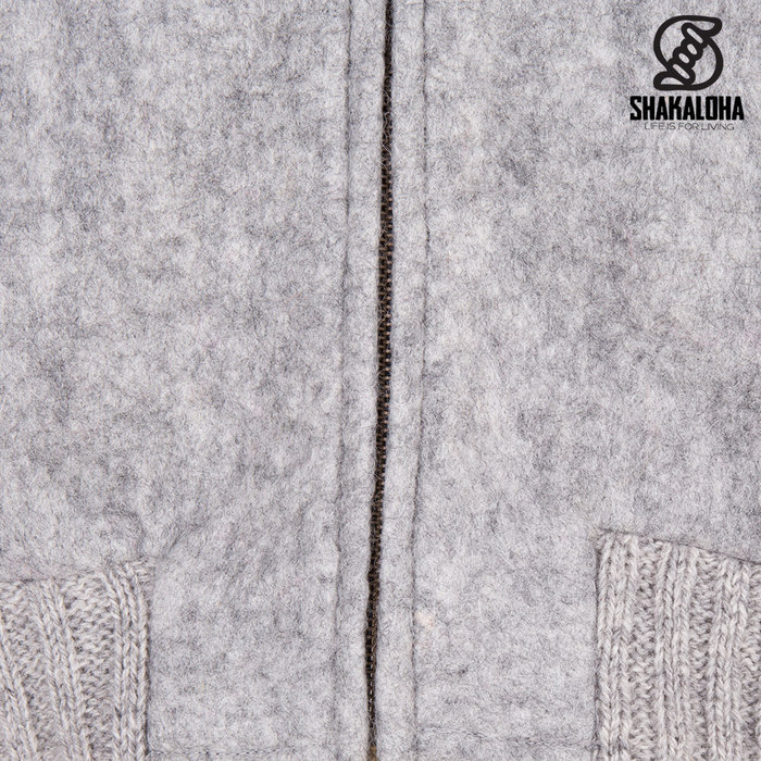 Shakaloha Shakaloha Knitted Wool Cardigan Baseball ZH with Cotton Lining and Detachable Hood - Man/Uni - Handmade in Nepal from Sheep's Wool