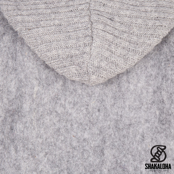 Shakaloha Shakaloha Knitted Wool Cardigan Baseball ZH with Cotton Lining and Detachable Hood - Man/Uni - Handmade in Nepal from Sheep's Wool