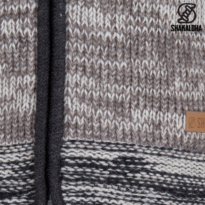 Shakaloha Shakaloha Gebreid Wollen Vest Talbot ZH Beige Licht Bruin met Fleece Voering en Afneembare Capuchon - Man/Uni - Handgemaakt in Nepal van Schapenwol