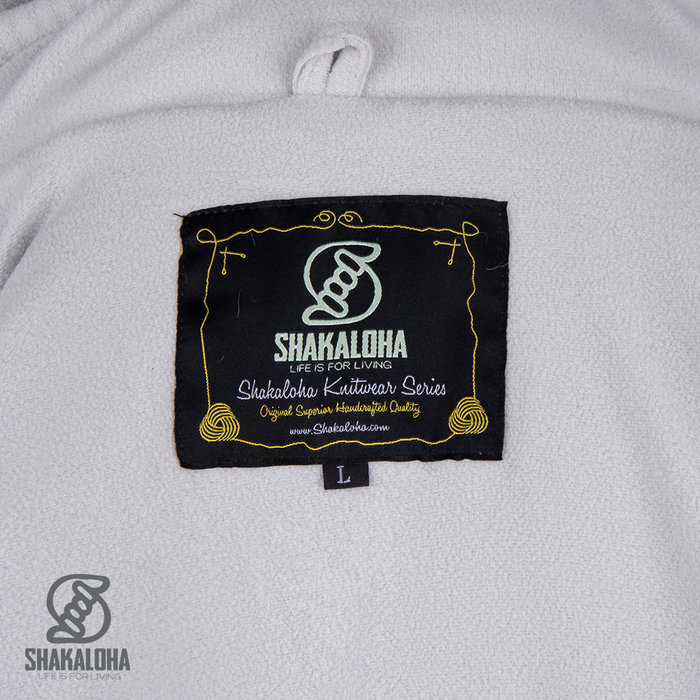 Shakaloha Chaleco de punto de lana Shakaloha Maverick ZH beige crema con forro polar y capucha desmontable - Hombre/Unisex - Hecho a mano en Nepal con lana de oveja