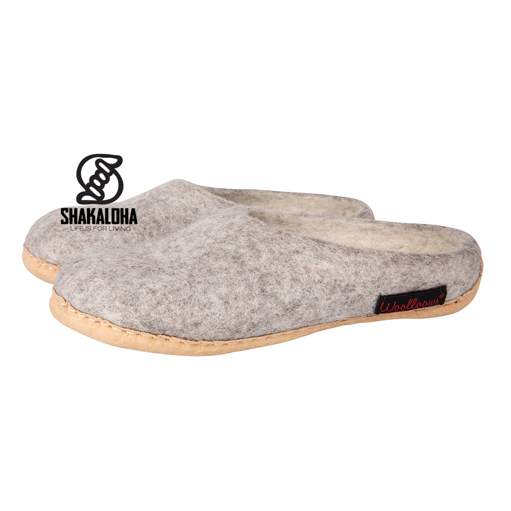 ✓Woolloows Shuffle Grey pantoffels van suede zool, trade - shop.shakaloha.com