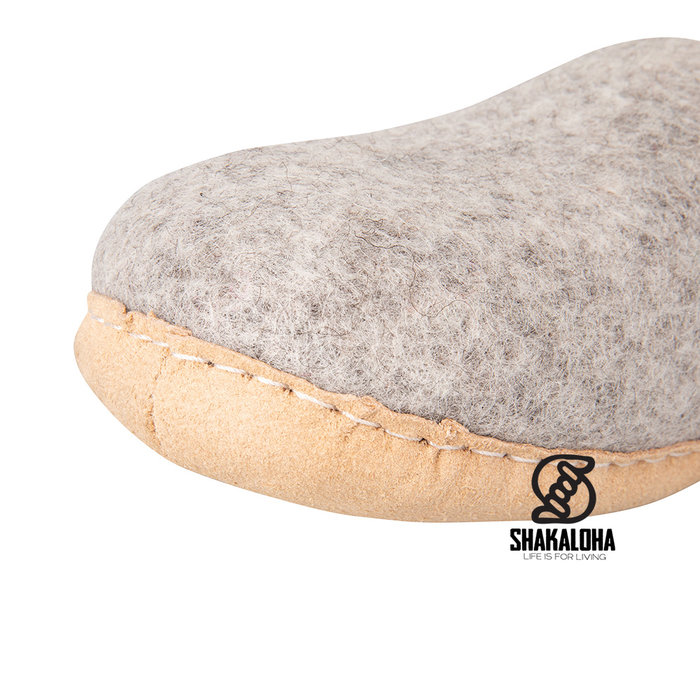 Woolloows Pantuflas Shuffle de lana gris con suela de ante