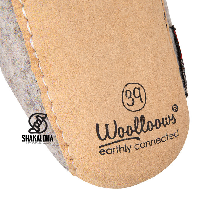 Woolloows Shuffle Gray Wool Slippers with suede sole