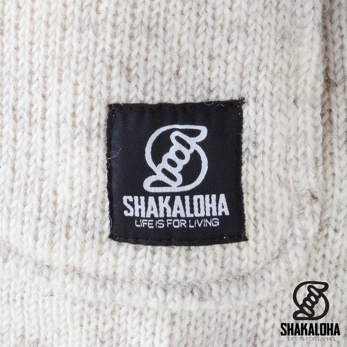Shakaloha Shakaloha Knitted Wool Cardigan Cody Beige Cream with Fleece Lining and Detachable Hood - Women - Handmade in Nepal from Sheep Wool