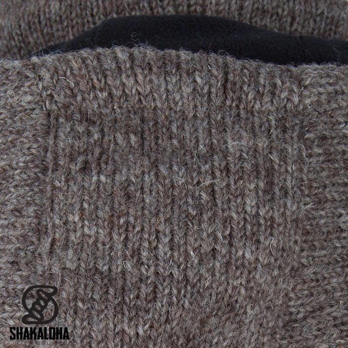 Shakaloha Shakaloha Knitted Wool Cardigan Cody Light Brown Taupe with Fleece Lining and Detachable Hood - Women - Handmade in Nepal from Sheep Wool