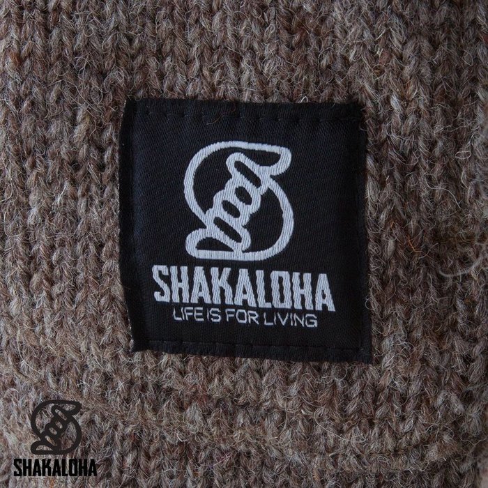 Shakaloha Shakaloha Knitted Wool Cardigan Cody Light Brown Taupe with Fleece Lining and Detachable Hood - Women - Handmade in Nepal from Sheep Wool