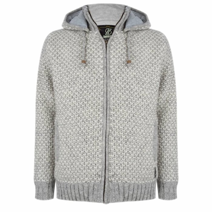Shakaloha Shakaloha Strick-Wollweste Marlin Beige Creme mit Fleecefutter und abnehmbarer Kapuze – Herren/Uni – Handgefertigt in Nepal aus Schafwolle