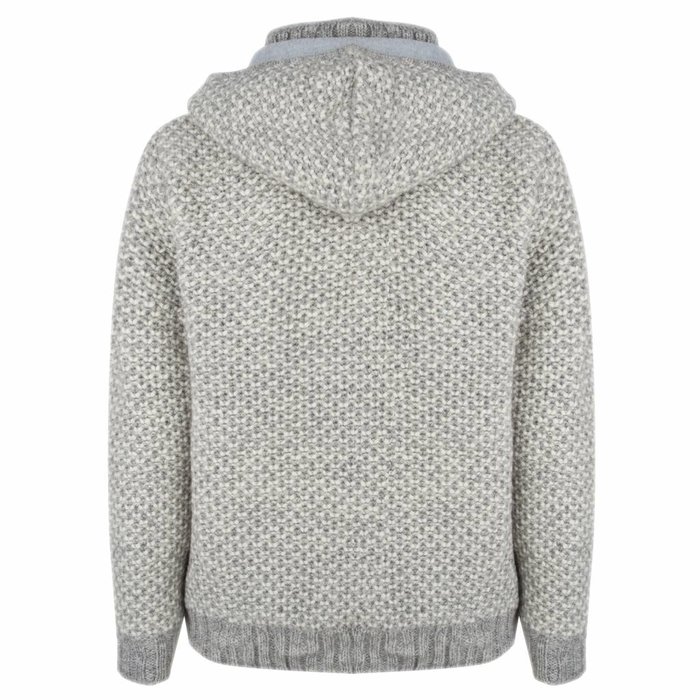 Shakaloha Chaleco de punto de lana Shakaloha en beige crema con forro polar y capucha desmontable - Hombre/Unisex - Hecho a mano en Nepal con lana de oveja