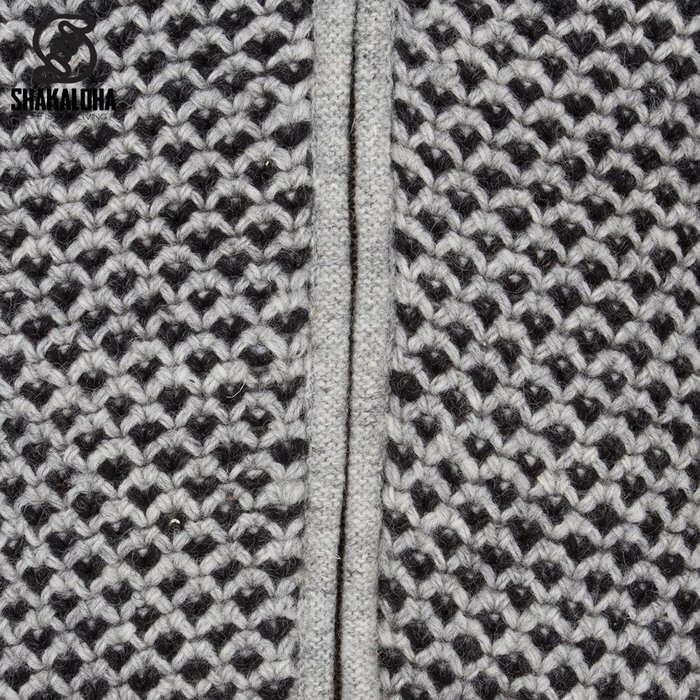 Shakaloha Shakaloha Strickwolle Strickjacke Marlin Grey mit Fleecefutter und abnehmbarer Kapuze - Herren/Uni - Handgefertigt in Nepal aus Schafwolle