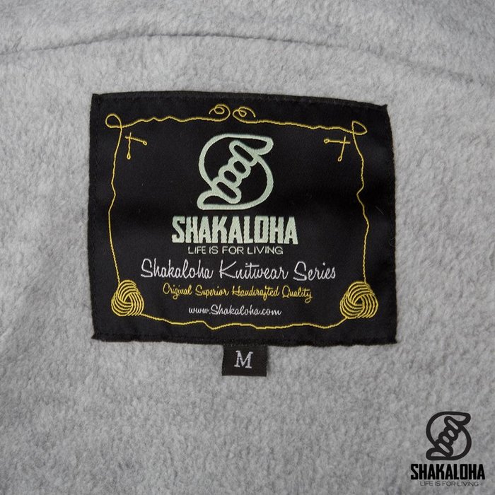 Shakaloha Shakaloha Strickwolle Strickjacke Marlin Grey mit Fleecefutter und abnehmbarer Kapuze - Herren/Uni - Handgefertigt in Nepal aus Schafwolle