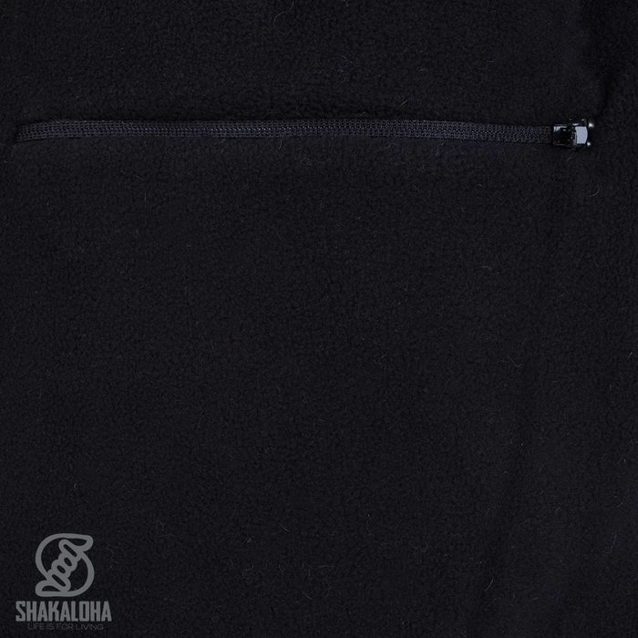 Shakaloha Shakaloha Knitted Wool Cardigan Marlin Black with Fleece Lining and Detachable Hood - Man/Uni - Handmade in Nepal from Sheep Wool