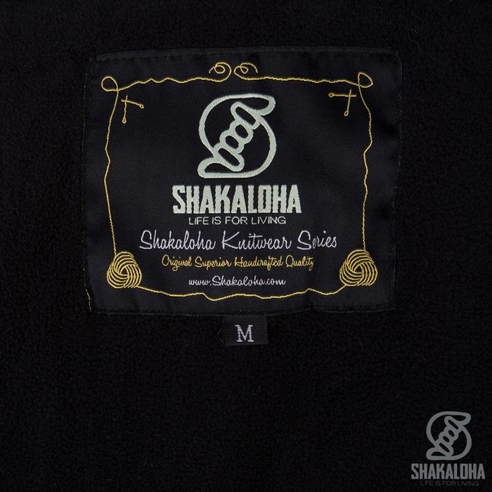 Shakaloha Cardigan en laine tricoté Shakaloha Marlin Black avec doublure en polaire et capuche amovible - Homme/Uni - Fabriqué à la main au Népal à partir de laine de mouton