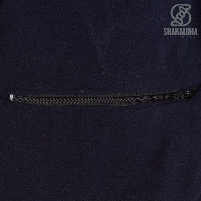 Shakaloha Shakaloha Gebreid Wollen Vest Marlin Navy Blue Blauw met Fleece Voering en Afneembare Capuchon - Man/Uni - Handgemaakt in Nepal van Schapenwol