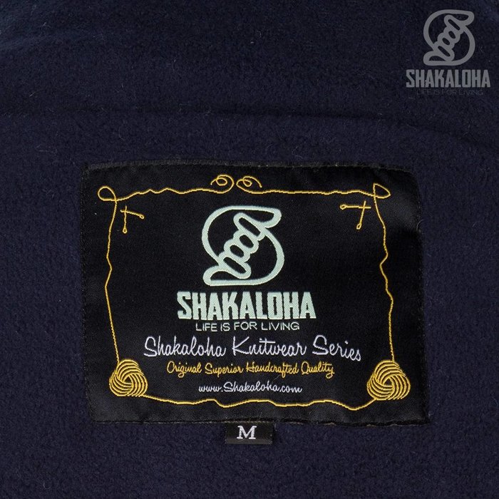 Shakaloha Chaleco de punto de lana Shakaloha azul marino con forro polar y capucha desmontable - Hombre/Unisex - Hecho a mano en Nepal con lana de oveja