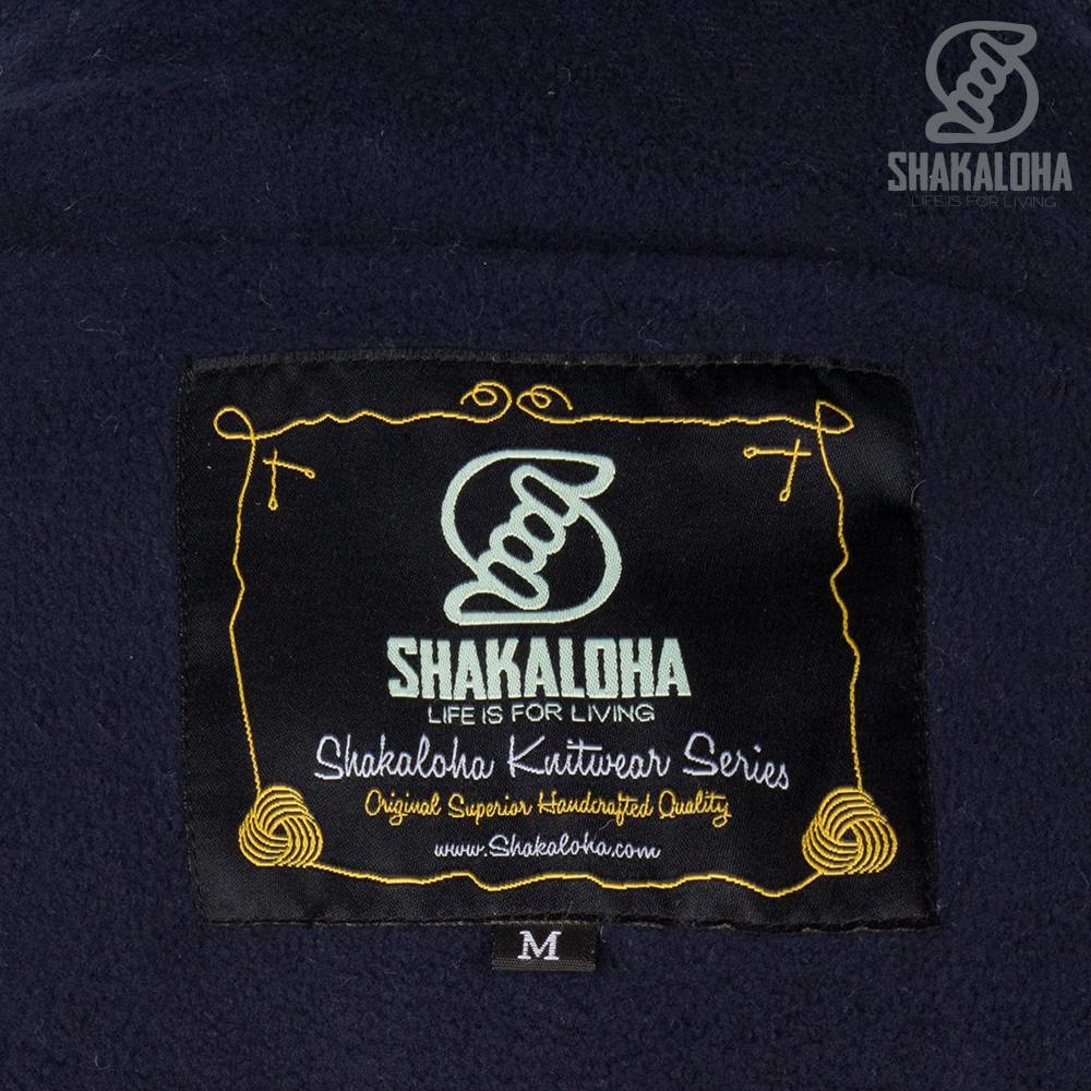 Shakaloha Shakaloha Gebreid Wollen Vest Marlin Navy Blue Blauw met Fleece Voering en Afneembare Capuchon - Man/Uni - Handgemaakt in Nepal van Schapenwol