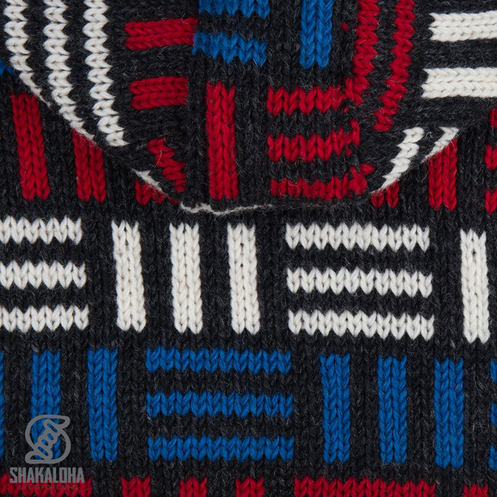 Shakaloha Shakaloha Gebreid Wollen Vest Tictac ZH Antraciet met Fleece Voering en Afneembare Capuchon - Man/Uni - Handgemaakt in Nepal van Schapenwol