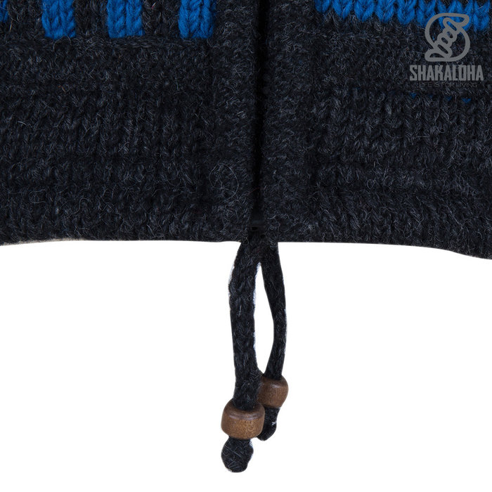 Shakaloha Shakaloha Gebreid Wollen Vest Tictac ZH Antraciet met Fleece Voering en Afneembare Capuchon - Man/Uni - Handgemaakt in Nepal van Schapenwol