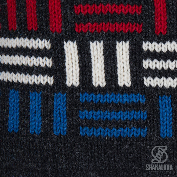 Shakaloha Shakaloha Gebreid Wollen Vest Tictac ZH Antraciet met Fleece Voering en Afneembare Capuchon - Man/Uni - Handgemaakt in Nepal van Schapenwol