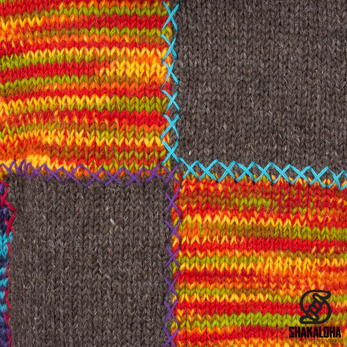 Shakaloha Chaleco W-patch NH LBrown Patchwork para mujer con detalles en marrón y naranja