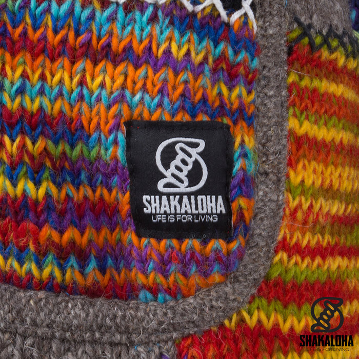 Shakaloha W-patch NH LBrown Patchwork Ladies cardigan with brown and orange