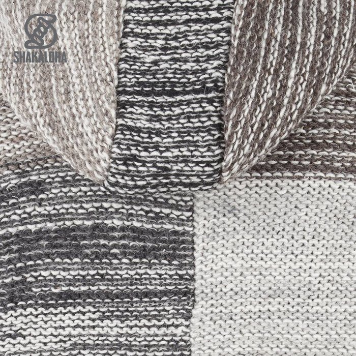 Shakaloha Shakaloha Knitted Wool Cardigan Patch NH Faded Natural Colors with Fleece Lining and Hood with Inner Collar - Man/Uni - Handmade in Nepal from Sheep Wool