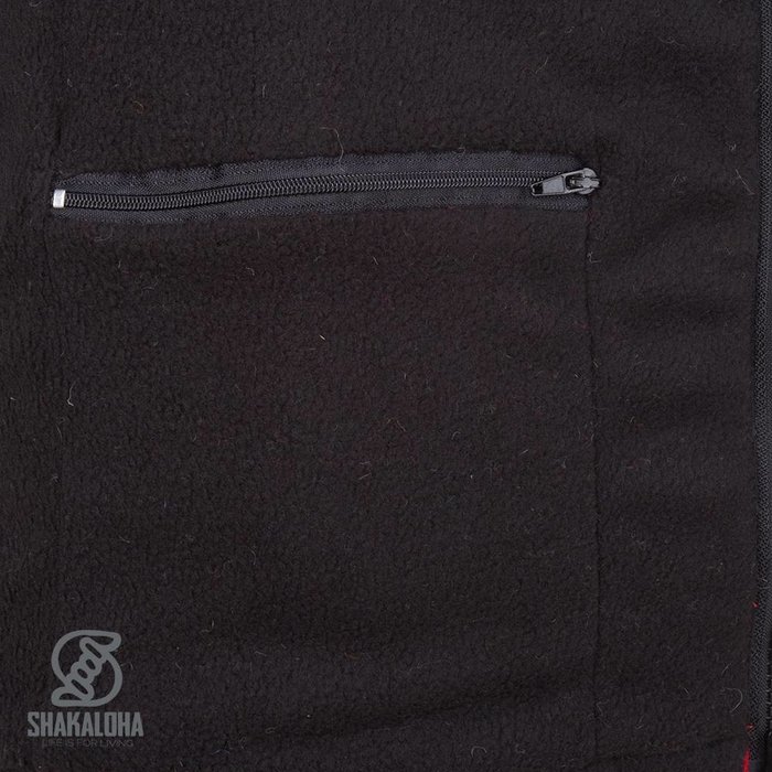 Shakaloha Cardigan en laine tricoté Shakaloha Patch NH Fourrure multicolore avec doublure en polaire et capuche avec col intérieur - Femme - Fabriqué à la main au Népal à partir de laine de mouton