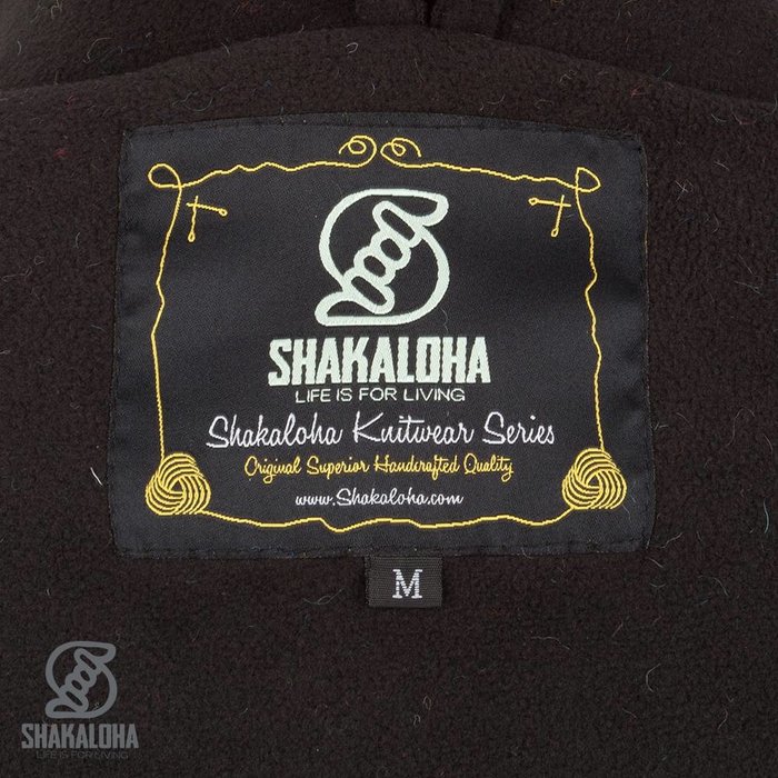 Shakaloha Cardigan en laine tricoté Shakaloha Patch NH Fourrure multicolore avec doublure en polaire et capuche avec col intérieur - Femme - Fabriqué à la main au Népal à partir de laine de mouton
