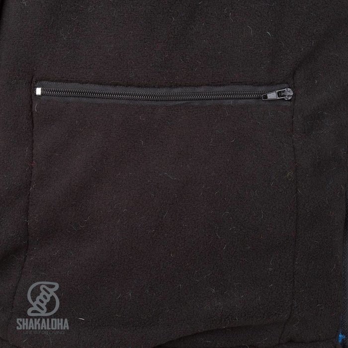 Shakaloha Shakaloha Gebreid Wollen Vest Patch NH Meerkleurig Bont met Fleece Voering en Capuchon met Binnenkraag - Dames - Handgemaakt in Nepal van Schapenwol